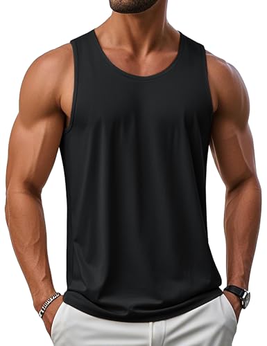 MAGCOMSEN Tank Top Herren UPF 50+ UV Shirt Ärmellos Muskelshirts Gym Bodybuilding Schnelltrocknend Fitness Trägershirt Schwarz M von MAGCOMSEN