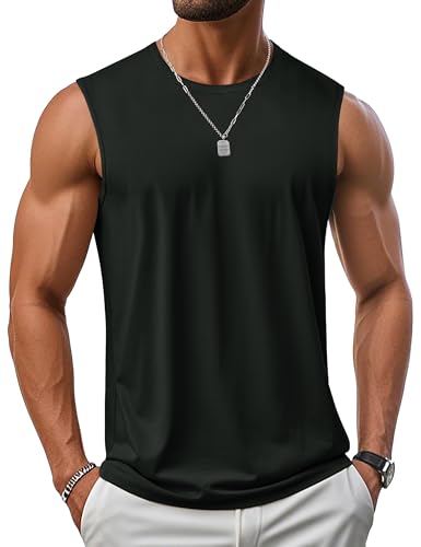 MAGCOMSEN Tanktop Herren UPF 50+ UV Shirt Ärmellos Muskelshirts Schnelltrocknend Fitness Sommer Outdoor Funktionsshirt Schwarz 2XL von MAGCOMSEN