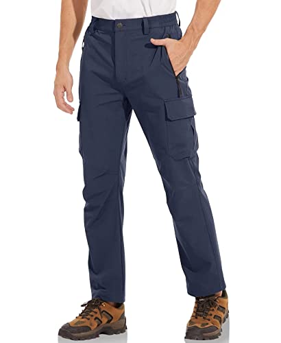 MAGCOMSEN Trekkinghose Herren Atmungsaktive Wanderhose mit Taschen Schnelltrocknend Freizeithose Nylon Cargo Hose Verschleißfeste Outdoor Arbeitshosen Marine 34 von MAGCOMSEN