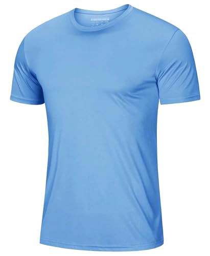 MAGCOMSEN UV Schutz Shirt Herren Schnelltrocknend Kurzarm Shirts Sommer Outdoor Joggingshirts Männer Polyester Fitness T-Shirts Leicht Performance Shirt Blau 3XL von MAGCOMSEN