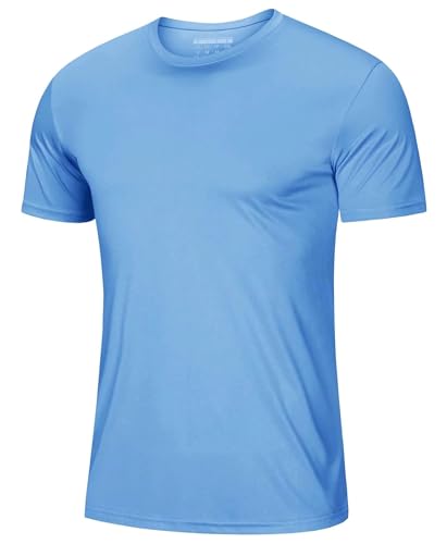 MAGCOMSEN UV Schutz Shirt Herren Schnelltrocknend Kurzarm Shirts Sommer Outdoor Joggingshirts Männer Polyester Fitness T-Shirts Leicht Performance Shirt Blau M von MAGCOMSEN