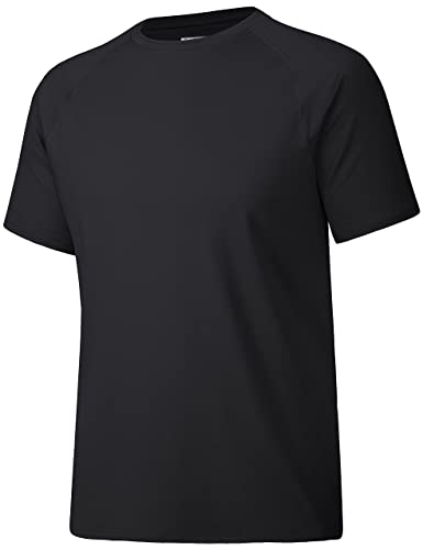 MAGCOMSEN UV Schwimmshirt Herren Sommer Sport Tshirts Atmungsaktiv Kurzarmshirts Performance Männer Fitness Shirts, Schwarz, XL von MAGCOMSEN