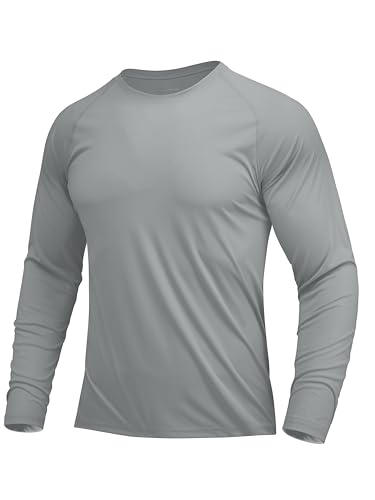 MAGCOMSEN UV Shirt Herren Langarmshirt UPF 50+ Trainingsshirt Männer Funktionsshirt Atmungsaktiv Fitness Shirt Outdoor Sport T-Shirt für Angeln Wandern Hellgrau M von MAGCOMSEN