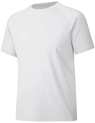 MAGCOMSEN UV Tshirt Herren Schnelltrocknend Kurzarm UPF 50+ Leicht Sport Funktionsshirt Outdoor Joggingshirt für Trekking, Weiß, XXL von MAGCOMSEN