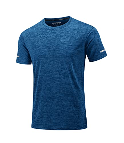 MAGCOMSEN Wandershirt Herren Atmungsaktiv Sport Shirt Leicht Funktionsshirt Schnell Trockend Joggingshirts Männer Stretch Laufshirts Mittelblau L von MAGCOMSEN