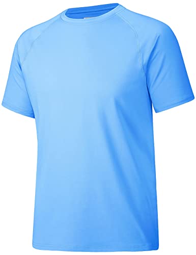 MAGCOMSEN Wandershirt Herren Atmungsaktiv UV Schutzkleidung Quick Dry Laufshirt Outdoor Sommer Kurzarm Shirt für Sport, Blau, S von MAGCOMSEN