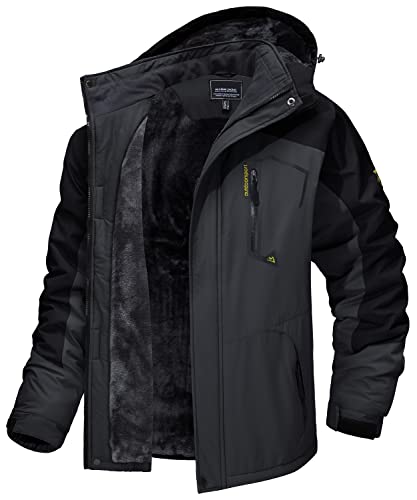 MAGCOMSEN Winterparka Herren Wasserdicht Atmungsaktiv Snowboardjacke Fleece Outdoorjacke Warm Gefüttert Skijacke Herren Softshelljacke Winddicht Trekkingjacke mit Multi Taschen 3XL von MAGCOMSEN