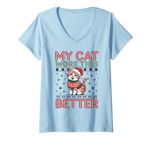 Damen Cat Ware This Better Family Passende hässliche Weihnachtspullover T-Shirt mit V-Ausschnitt Damen Cat Ware This Better Family Passende hässliche Weihnachtspullover T-Shirt mit V-Ausschnitt von MAGDesigns Ltd. - Merry Christmas 2025 Apparel