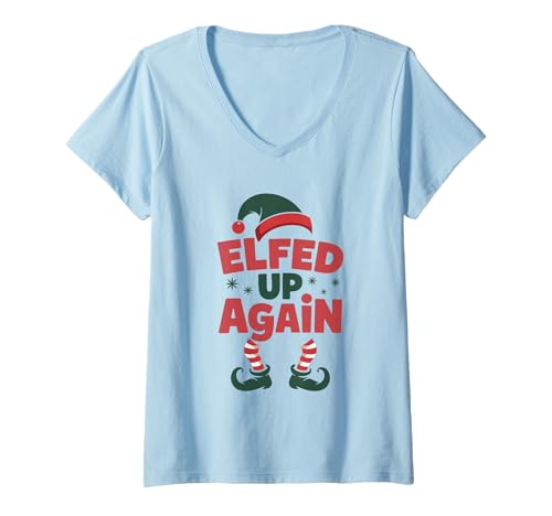 Damen Elfed Up Again Weihnachtshumor Freche Nette Elfenweihnachtsspiele T-Shirt mit V-Ausschnitt Damen Elfed Up Again Weihnachtshumor Freche Nette Elfenweihnachtsspiele T-Shirt mit V-Ausschnitt von MAGDesigns Ltd. - Merry Christmas 2025 Apparel