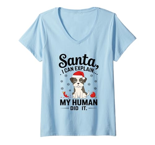 Damen Santa I Can Explain Christmas Pet Frecher und Netter Hundehumor T-Shirt mit V-Ausschnitt Damen Santa I Can Explain Christmas Pet Frecher und Netter Hundehumor T-Shirt mit V-Ausschnitt von MAGDesigns Ltd. - Merry Christmas 2025 Apparel
