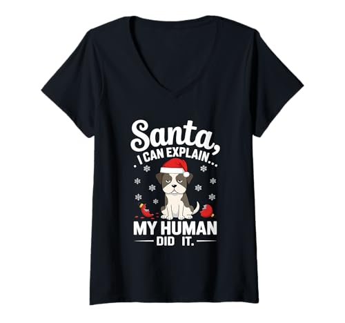 Damen Santa I Can Explain Christmas Pet Frecher und Netter Hundehumor T-Shirt mit V-Ausschnitt Damen Santa I Can Explain Christmas Pet Frecher und Netter Hundehumor T-Shirt mit V-Ausschnitt von MAGDesigns Ltd. - Merry Christmas 2025 Apparel