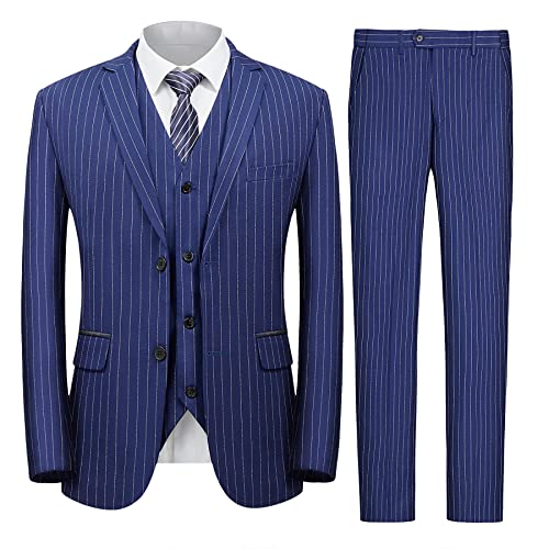 MAGE MALE Herren Anzug mit Nadelstreifen, schlankes Design, elegant, einreihig, Business Hochzeit, Party, Blazer und Hose Set - - XS MAGE MALE Herren Anzug mit Nadelstreifen, schlankes Design, elegant, einreihig, Business Hochzeit, Party, Blazer und Hose Set - - XS von MAGE MALE