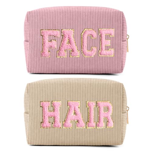 MAGEFY 2 PCS Kleine Kosmetiktasche Cord Make up Tasche mit Fächern Travel Cosmetic Bag Kosmetiktasche für Frauen von MAGEFY