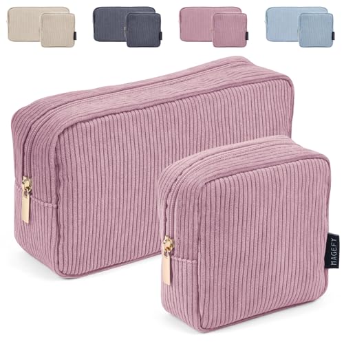 MAGEFY 2 Pcs Make up Taschen für Frauen, Kleine Kosmetiktaschen für Geldbeutel Cord Make up Pouch für Reisen Schule (Rosa) von MAGEFY