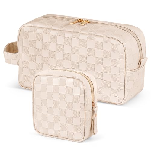 MAGEFY 2er Set Kosmetiktasche Kulturtasche Damen – wasserdichte Kosmetiktasche & Große Tragetasche für Reisen, Damen Kulturbeutel Make Up Tasche von MAGEFY