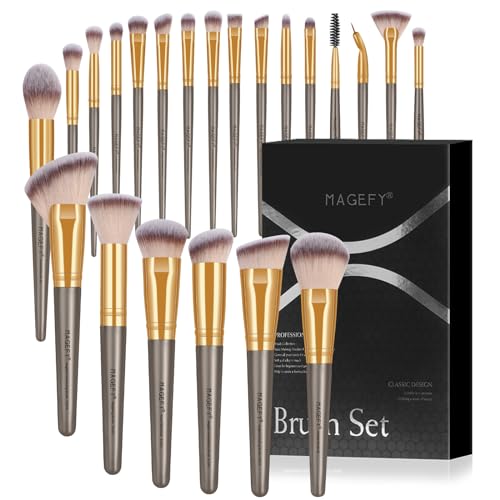 Pinselset Makeup MAGEFY Professionelles 22 Pcs Make Up Pinsel Set Schminkpinsel Foundation Gesicht, Augen, Lippen Lidschatten Pinsel Kosmetikpinsel Set with schwarze Geschenkbox von MAGEFY