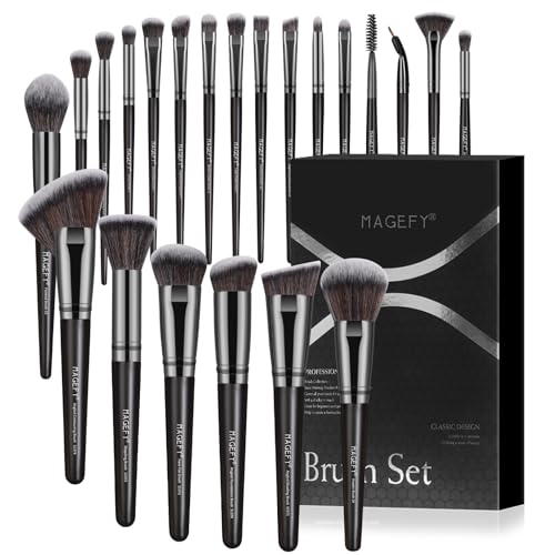 Make Up Pinsel Set MAGEFY Professionelles 22 Pcs Pinselset Makeup Schminkpinsel Foundation Gesicht, Augen, Lippen Lidschatten Pinsel Kosmetikpinsel Set with schwarze Geschenkbox von MAGEFY