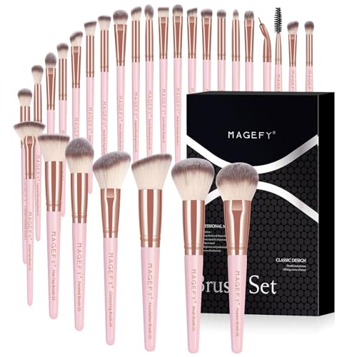 Pinselset Makeup MAGEFY Professionelles 28 Pcs Schminkpinsel Make Up Pinsel Set Premium Foundation Gesicht, Augen, Lippen Lidschatten Pinsel Kosmetikpinsel Set mit Schwarze Geschenkbox von MAGEFY