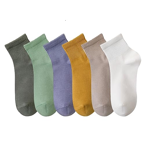 MAGIARTE 6 Paar Damen Mini Crew Knöchelsocken Reine Baumwolle Sportliche Freizeitsocken für Frauen(Mini Crew #03) DE von MAGIARTE