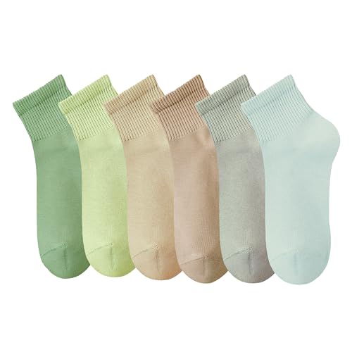 MAGIARTE 6 Paar Damen Mini Crew Knöchelsocken Reine Baumwolle Sportliche Freizeitsocken für Frauen(Mini Crew #04) von MAGIARTE