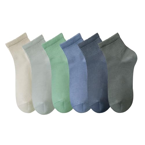 MAGIARTE 6 Paar Damen Mini Crew Knöchelsocken Reine Baumwolle Sportliche Freizeitsocken für Frauen(Mini Crew #05) von MAGIARTE