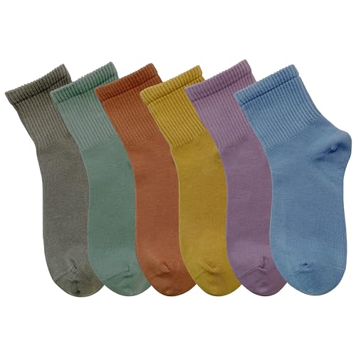 MAGIARTE 6 Paar Damen Mini Crew Knöchelsocken Reine Baumwolle Sportliche Freizeitsocken für Frauen(Mini Crew #07) DE von MAGIARTE