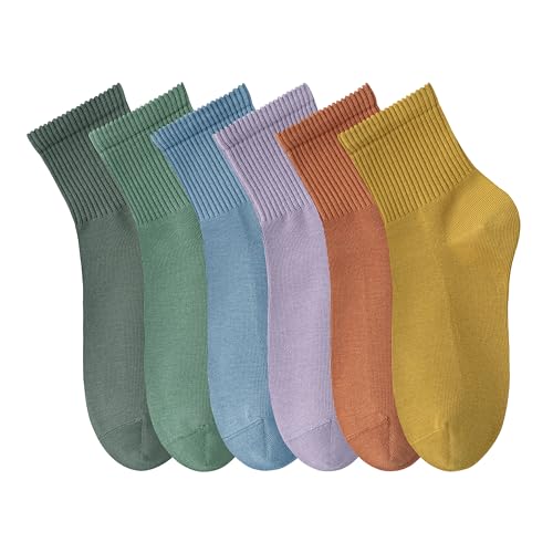 MAGIARTE 6 Paar Damen Mini Crew Knöchelsocken Reine Baumwolle Sportliche Freizeitsocken für Frauen(Mini Crew #07) von MAGIARTE