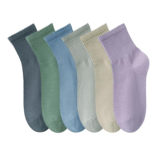 MAGIARTE 6 Paar Damen Mini Crew Knöchelsocken Reine Baumwolle Sportliche Freizeitsocken für Frauen(Mini Crew #11) von MAGIARTE