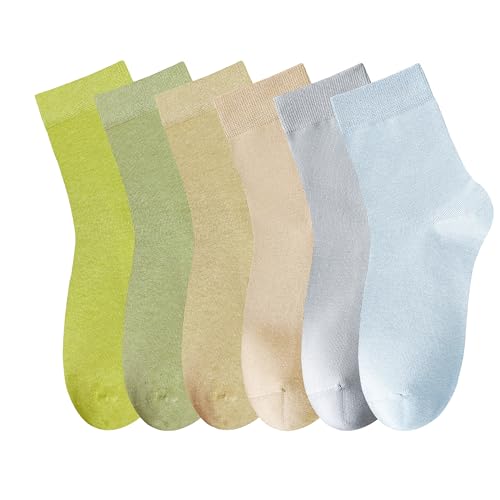 MAGIARTE 6 Paar Damen Mini Crew Socken Gekämmte Baumwolle Casual Athletische Viertel Kalbssocken (Multi Color#03) von MAGIARTE