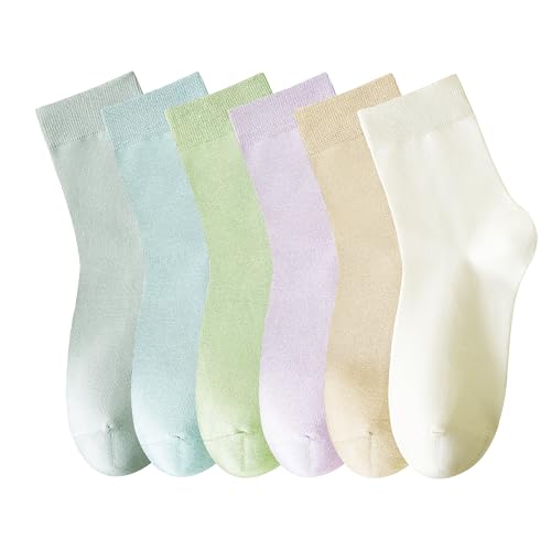 MAGIARTE 6 Paar Damen Mini Crew Socken Gekämmte Baumwolle Casual Athletische Viertel Kalbssocken (Multi Color#04) von MAGIARTE