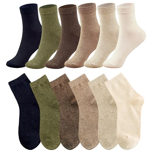 MAGIARTE 6 Paar Damen Mini Crew Socken Gekämmte Baumwolle Casual Athletische Viertel Kalbssocken (Multi Color#05) DE von MAGIARTE