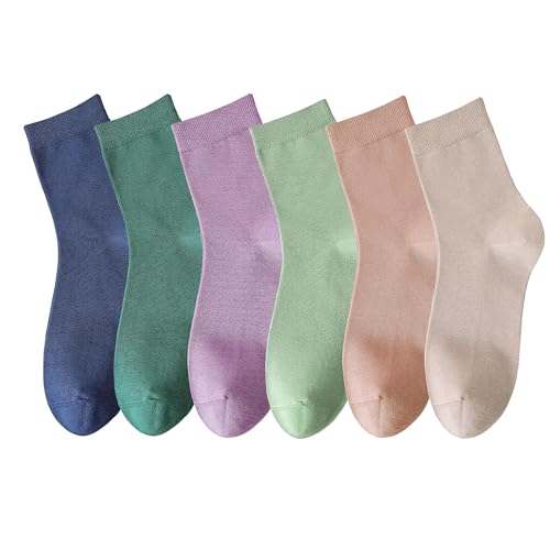 MAGIARTE 6 Paar Damen Mini Crew Socken Gekämmte Baumwolle Casual Athletische Viertel Kalbssocken (Multi Color#10) DE von MAGIARTE
