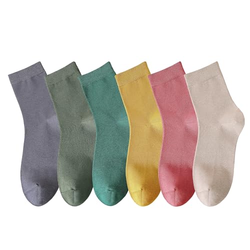 MAGIARTE 6 Paar Damen Mini Crew Socken Streifen gemustert Gekämmte Baumwolle Casual Athletische Viertel Kalbssocken (Multi Color#11) DE von MAGIARTE