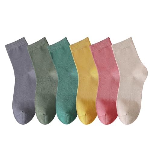 MAGIARTE 6 Paar Damen Mini Crew Socken Gekämmte Baumwolle Casual Athletische Viertel Kalbssocken (Multi Color#11) DE von MAGIARTE