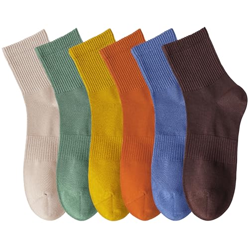 MAGIARTE Herren Mini-Crew Baumwolle Sportsocken Mehrfarbig Kompression Running Quarter Socken für Herren 6Paar(Color 04#M) DE von MAGIARTE