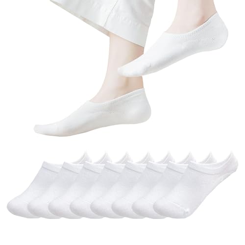 MAGIARTE Low Cut No Show Baumwoll socken Unsichtbare rutschfeste athletische, Unisex Füßlinge mit Rutschfest Silikon,Atmungsaktive Kurzsocken 8Paar(Color 02#M-weiß) DE von MAGIARTE
