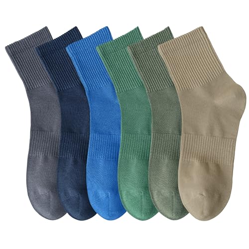 MAGIARTE Sportliche Herren-Socken aus Baumwolle, feuchtigkeitsableitend, Geruchskontrolle, Fußgewölbeunterstützung, Kompressionssocken für Herren, 6er-Pack, Herren Mini Crew Farbe 09# (6 Paar), 6-8 von MAGIARTE