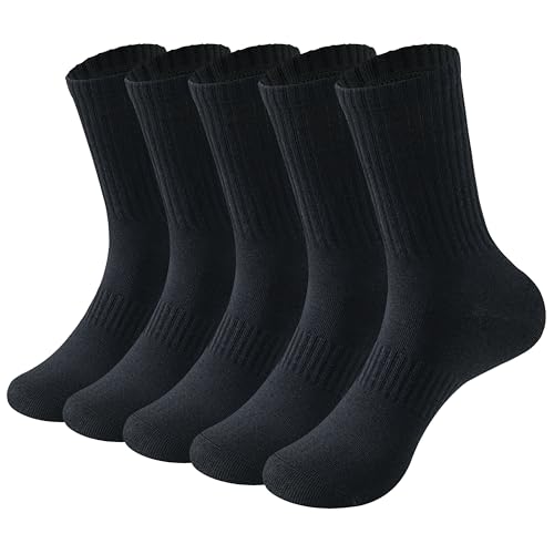 MAGIARTE Unisex Multifunktionale Baumwolle Sportsocken (no puffer) Crew Socken für Männer und Frauen 5 Paar (Schwarz-L) von MAGIARTE