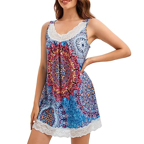 MAGIC ARMOR Damen Nachtwäsche Spitze V-Ausschnitt Damen Nachthemden Nachtkleid rutschfeste mit Schultergurt Unterkleider PAT2 XXL von MAGIC ARMOR