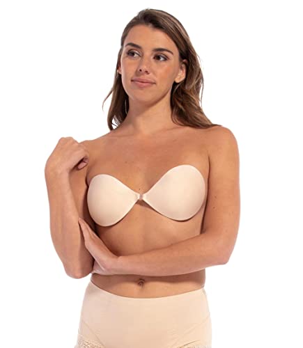 MAGIC Bodyfashion Backless Beauty Damen Rückenfreie Trägerlose und Selbstklebende Push-Up Klebe-BH,Latte,85D von MAGIC BODYFASHION