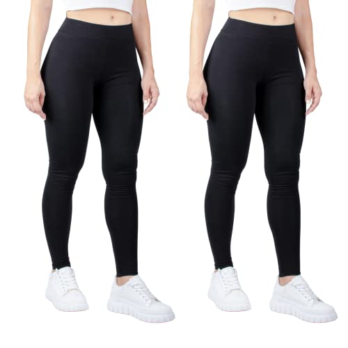 MAGIC SELECT 2er Pack Basic-Leggings aus Baumwolle, Lange, Elastisch für Damen. von MAGIC SELECT
