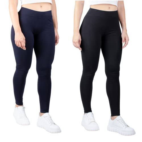 MAGIC SELECT 2er Pack Basic-Leggings aus Baumwolle, Lange, Elastisch für Damen. von MAGIC SELECT