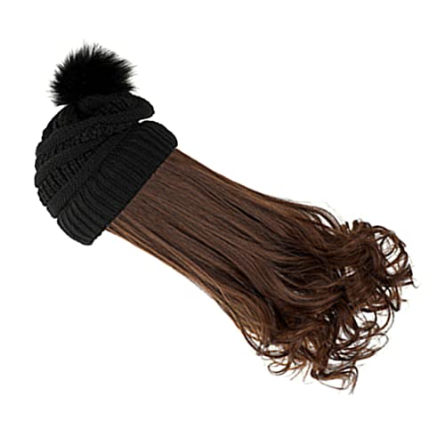 MAGICLULU 1 Satz Abnehmbare Perückenkappe Baseballmütze Für Damen Beanie Hair Stücke Perücke Mit Lockigem Haar Lockige Echthaarperücke Damen Perücken Langes Strickmütze Hochtemperaturdraht von MAGICLULU