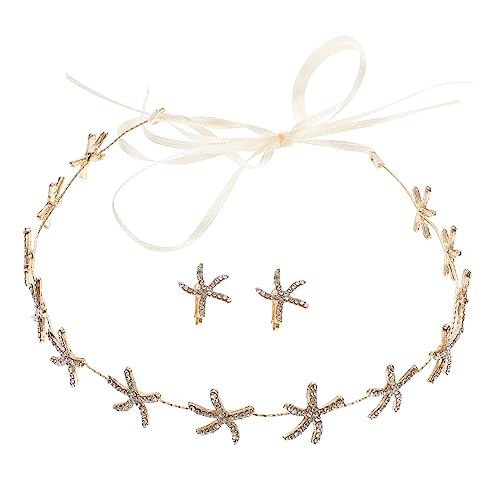 MAGICLULU 1 Satz Seestern Stirnband Blumenhaarspangen für Frauen Stirnband Haargummi Haarschmuck für die Hochzeit Kopfschmuck für die Braut zarte Ohrringe Modellieren schmücken von MAGICLULU