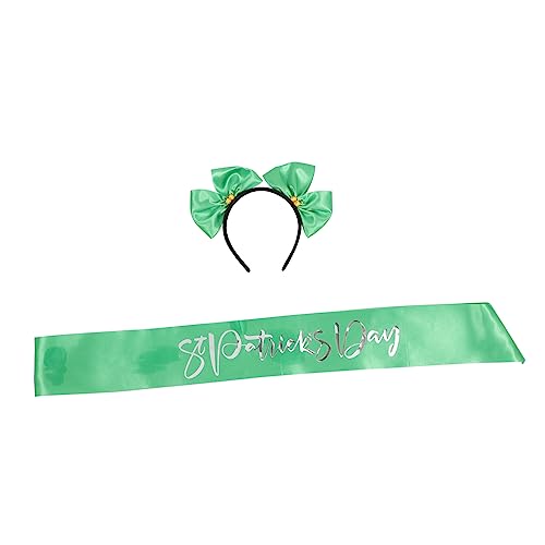 MAGICLULU 1 Satz Stirnband Zeremonieller Gürtel Irisches Partykostüm-accessoire Irische Partyartikel St. Patrick Day Partybevorzugung Grünes Outfit Gründekor Krawatte Haarschmuck Stoff Kind von MAGICLULU