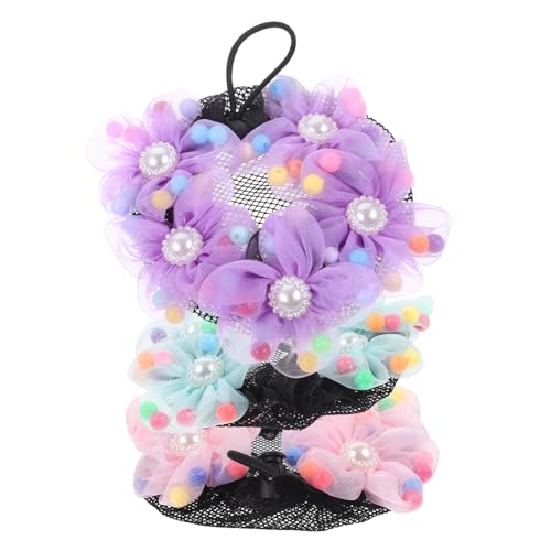 MAGICLULU Ballett Haarnetz Mädchen Dutt Netz mit Blumen Haargummi Langlebiges Stoffmaterial Sicherer Halt für Dutt Frisuren Vielseitiges Ballett Haarzubehör für Tanzaufführungen Wettbewerbe von MAGICLULU