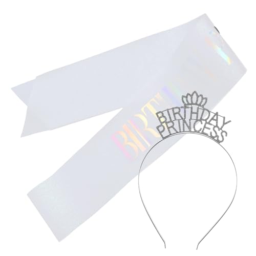 MAGICLULU Einzigartiges Prinzessinnen-kronen-stirnband-geburtstagsset Mit Schärpe Exquisites Party-kopfstück Für Damen von MAGICLULU