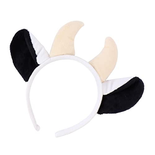 MAGICLULU Haarband Mit Niedlichen üsch Kuhohren Tierkopfband Für Halloween Karneval Und Partys Lustiges Haarschmuck Accessoire Für Erwachsene Und Mit Hörnern von MAGICLULU