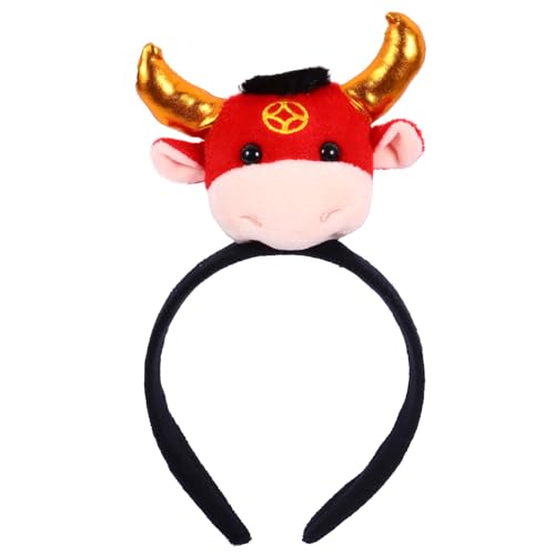 MAGICLULU Kleider 1 Stk Jahr des Ochsen-Cartoon-Stirnbandes weihnachtskopfbedeckung kopfbedeckung 2021 Neujahr Tiara Haarband kuscheltier Ochsenkopfschmuck schöne Kopfbedeckung Ohr von MAGICLULU