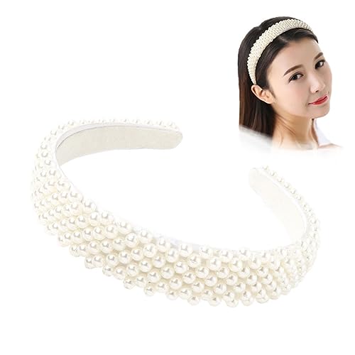 MAGICLULU Braut Kopfschmuck 1 Stück Schnur Mode-stirnband Mode-haarreifen Frauenhaare Haarperlen Leoparden-haarnetze Modische Stirnbänder Strass-kopfschmuck Einfach Damen Kopfbedeckung Weiß von MAGICLULU